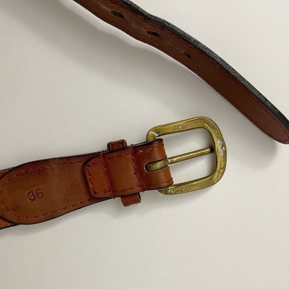 (sold) Smather's & Branson western needlepoint nature leather belt hand stitched - Picture 6 of 9